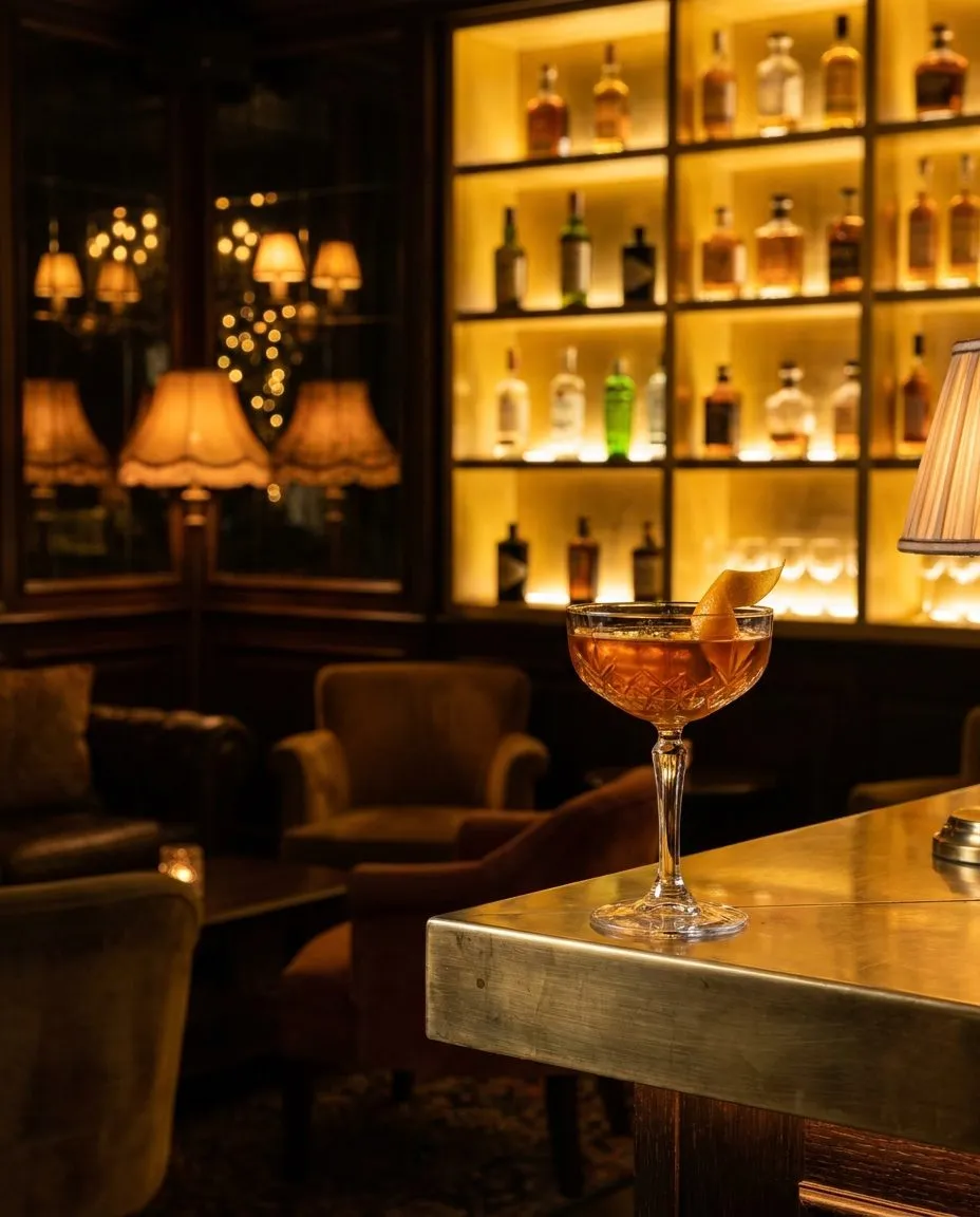 Cocktail d'autore al bancone del bar con luci calde